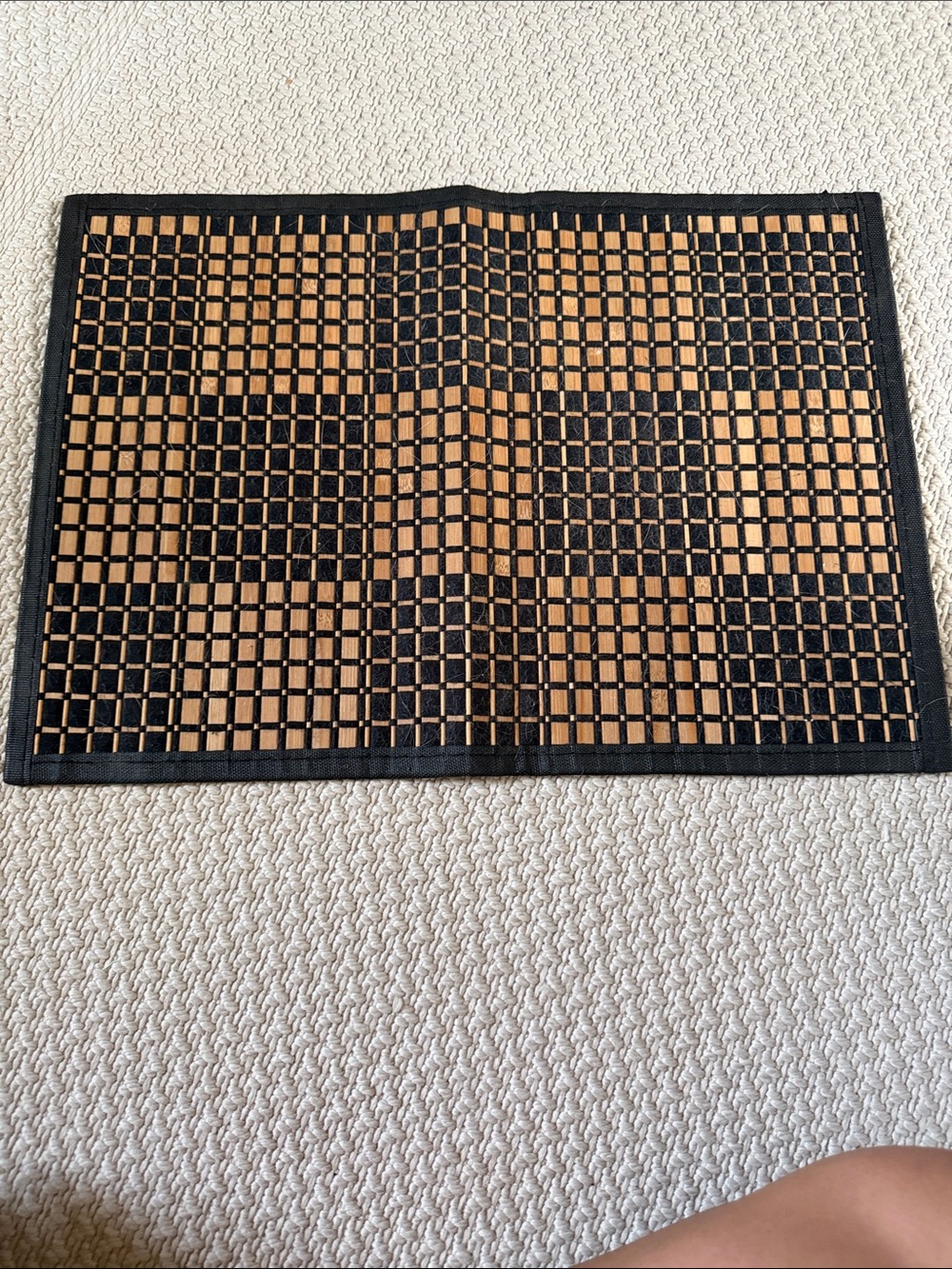Black and Brown Woven Bamboo Accent Mat